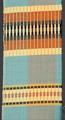 Textile sample of turquoise, yellow, black and orange 2 x 2 basket woven cotton