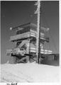 Fire lookout encased in ice