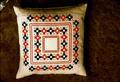 14 x 14 inch Hardanger embroidery on pillow, made by Margie Brokaw, 1974-75