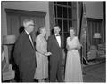 August Strand, Mollie Strand, Chancellor John Richards and Mrs. Richards at the president's reception for faculty, Memorial Union