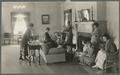 Female students gathered in the living room of Snell Hall