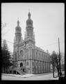 Exterior of twin-towered Temple Beth Israel synagogue, Portland.