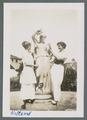 Two women with "Lady of the Fountain" statue, circa 1914