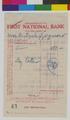 Duplicate deposit slip of Gertrude Bass Warner from the First National Bank, Eugene, Oregon