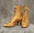 Boots of golden tan leather with Louis style heel