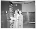 La Rae Dennis and Helen Gilkey in OSC Herbarium, 1959