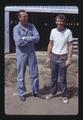 Allen Tom and Dan Hill in front of barn, Rufus, Oregon, 1974