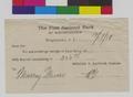 Deposit slip for Murray Warner from the First National Bank of Wrightstown, New Jersey