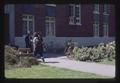 Students at Gilmore Hall entrance, Oregon State University, Corvallis, Oregon, 1974