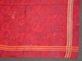 Handkerchief of red silk damask in a pattern of medallions and tulips