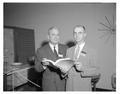 Eugene McKibben (left) of the USDA Agricultural Research Service, posing with Jeff Rodgers, OSC Professor of Agricultural Engineering