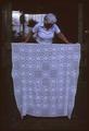 55 x 74 inch crocheted tablecloth made by Sara Williams, Reedsport, around 1950