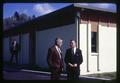 Dean Wilbur Cooney and Harold Schultz outside Seafoods Laboratory, Oregon State University, Astoria, Oregon, circa 1965