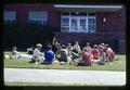 Tom Anderson teaching English outside in front of Withycombe Hall, Oregon State University, Corvallis, Oregon, circa 1970