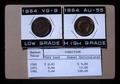 Comparison of condition and value of VG-8 and AU-55 1864 fifty cent coins, 1981