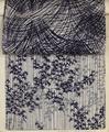 Portfolio of modern reproduction prints of traditional Japanese designs in dark indigo and blue-grey on natural white plain woven cotton