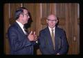 Chancellor Lieuallen talking to Myron Cropsey at Oregon School Employees Association meeting, Corvallis, Oregon, May 1974