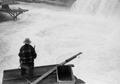 Man fishing at Celilo Falls on the Columbia River