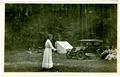 Woman playing horseshoes at Wilhoit Springs, Oregon