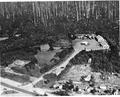 Aerial view of the early ranger station and other buildings in the compound.