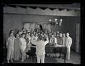 Theta Chi fraternity members gathered together for an impromptu singing session