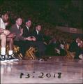 Coach Paul Valenti with his staff on the OSU basketball bench