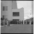 Lining up outside of Gill Coliseum for commencement, 1962