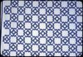 65 x 58 inches. Blue and white Hardanger, 1975 or 1976, here in Junction City, tablecloth