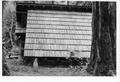 View of CCC built shelters at Forest camp shows back of shelter