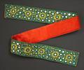 Belt of red cotton entirely covered with green and yellow mirror-work embroidery