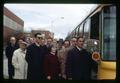 Faculty getting on bus to speak with Ways and Means Committee regarding faculty salaries, Oregon State University, Corvallis, Oregon, circa 1970