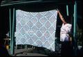 50 x 70 inch blue and white unfinished crocheted spread. Also started about three years ago