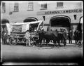 Ezra Meeker in front of German-American Bank, Portland.