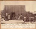 1883 - The John Blaser Blacksmith Shop L to R: George Thompson, John Blaser, Wallace Fargher, Matt Schoren: last 2 unknown - Location 804 E. 2nd Street, The Dalles, Oregon