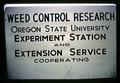 "Weed Control Research" sign, circa 1965
