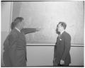 Dr. W. D. Wilkinson, Professor of Geology, and Bert Jack Shelton V., from Panama, Braniff aid student in Geology, December 1950