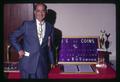 Clive Stevenson at coin show exhibit, Roseburg, Oregon, circa 1970