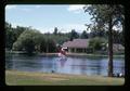 Sailboat on lake in Bend City Park, Bend, Oregon, June 1974