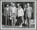 Group portrait with visiting Russian scientists in Klamath Falls at Tulana Farms office, 1961