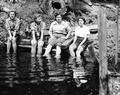 Group of women hikers at spring