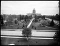 Capitol Building and grounds, Salem, with bandstand on grounds in front of building.