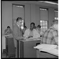 Kucao Yao, international student from Ivory Coast, chatting with an OSU professor. Spring 1962