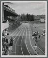 High school meet, hurdles, circa 1960
