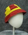 Cap of red and yellow boiled wool felt