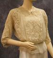 Blouse of ivory tulle and woven lace over chiffon
