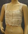 Camisole of white cotton crochet in a net and open-weave design