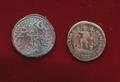 Roman Empire Coins: Battle (L), Theodosius on Ship (Right)