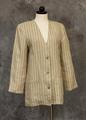 Jacket of tan linen with double, vertical pinstripes woven in black