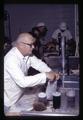 Dr. Paul Weswig freezing heart and livers in liquid nitrogen in Meat Lab, Oregon State University, Corvallis, Oregon, circa 1965