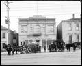 Firemen and horse -drawn equipment. In front of Portland Fire Dept. Engine No. 4 and ladder truck No. 2.